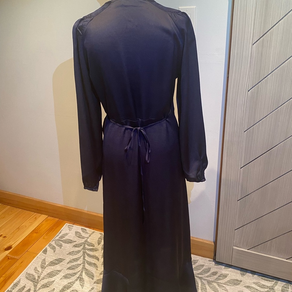 Soaked in Luxury Navy Long Sleeve Wrap Dress (Small) - Picture 8 of 12